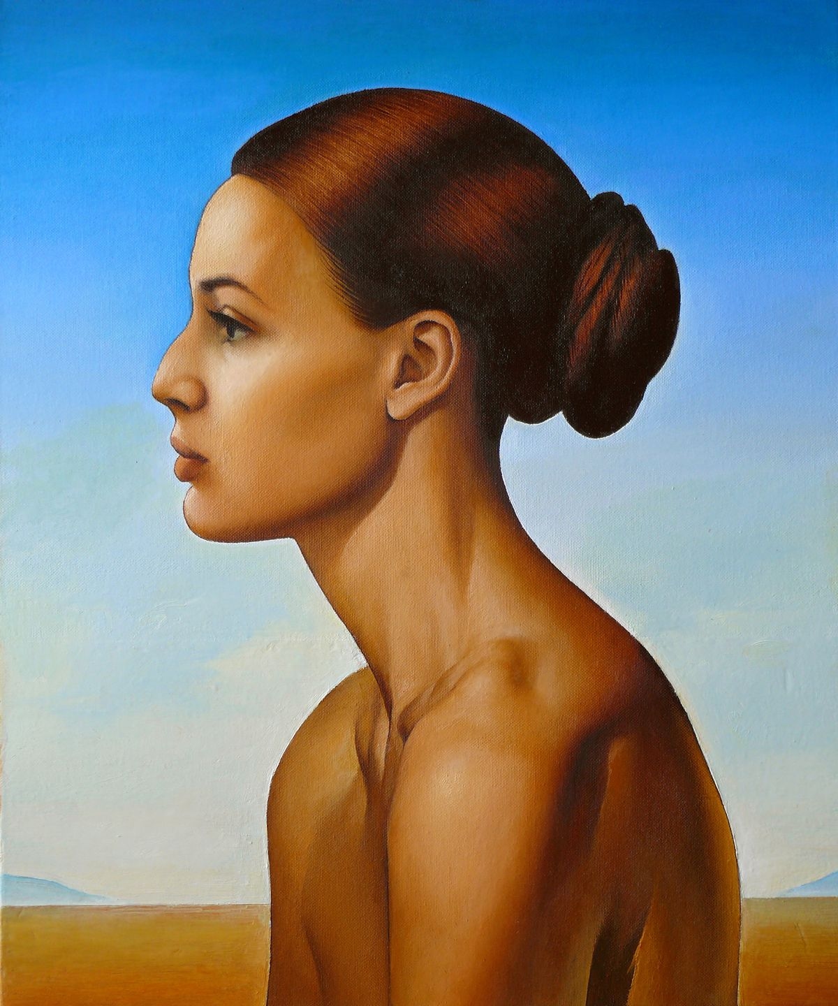 "Portrait in profile", oil on canvas, 55 x 46 cm.