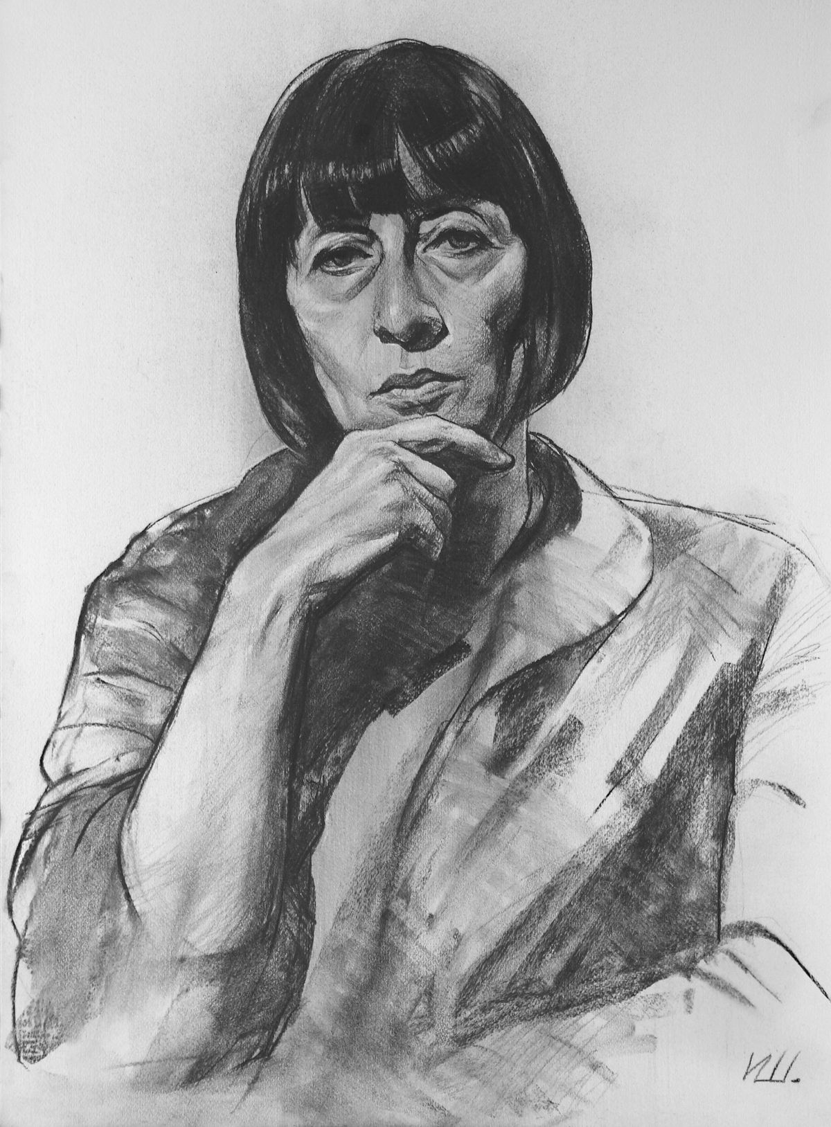 "Portrait of D. M.", charcoal, paper, 76 x 65 cm.