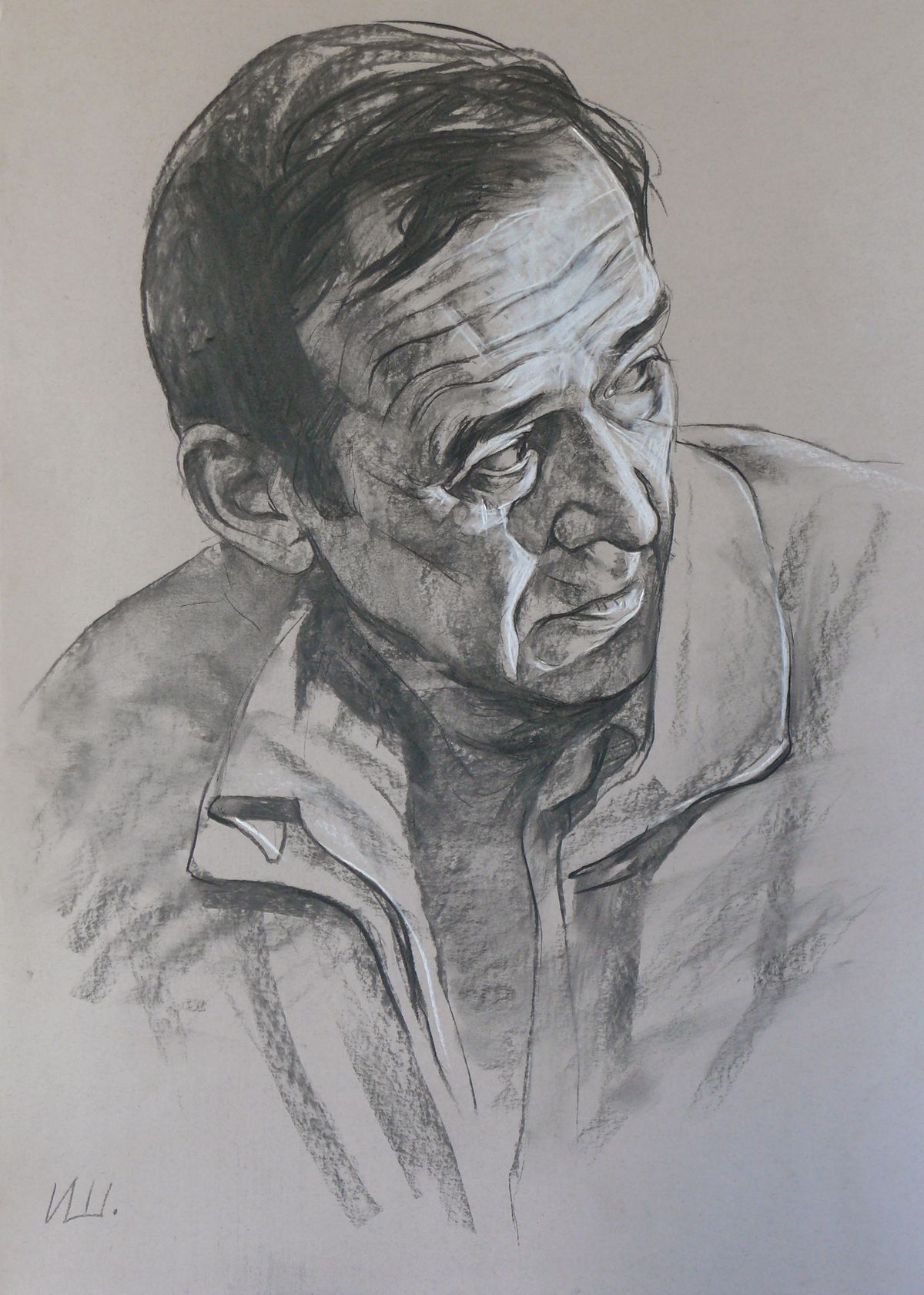 "Portrait of G. T.", charcoal, paper, 70 x 50 cm.