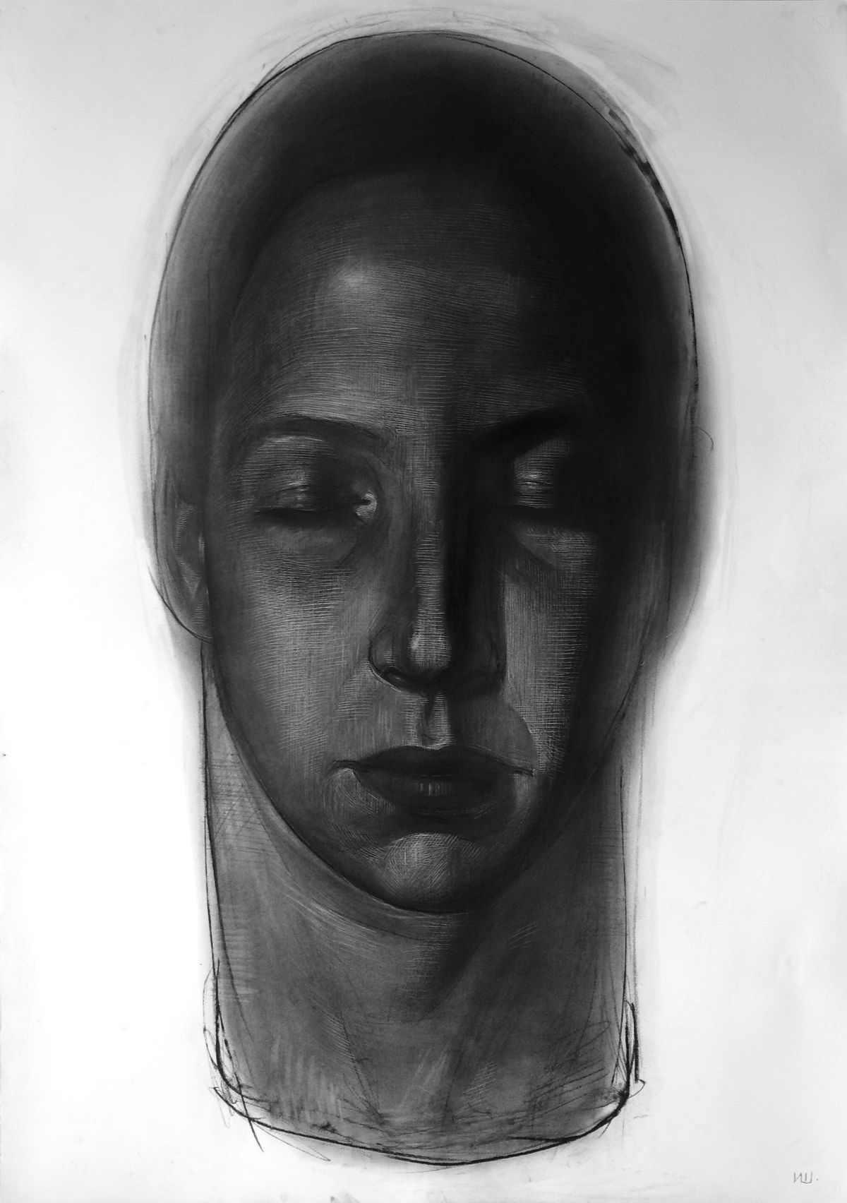 "Drawing 1", charcoal, paper, 100 x 70 cm.