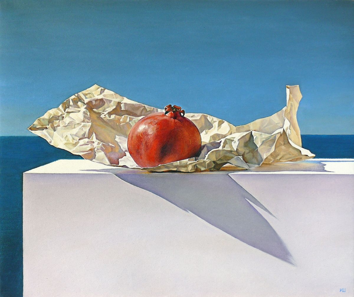 "Still life with a pomegranate", oil on canvas, 50 x 60 cm.