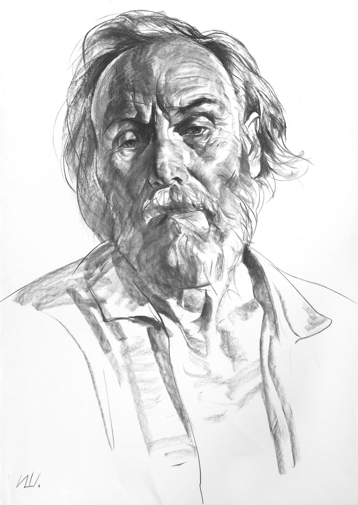 "Portrait", charcoal, paper, 70 x 50 cm.