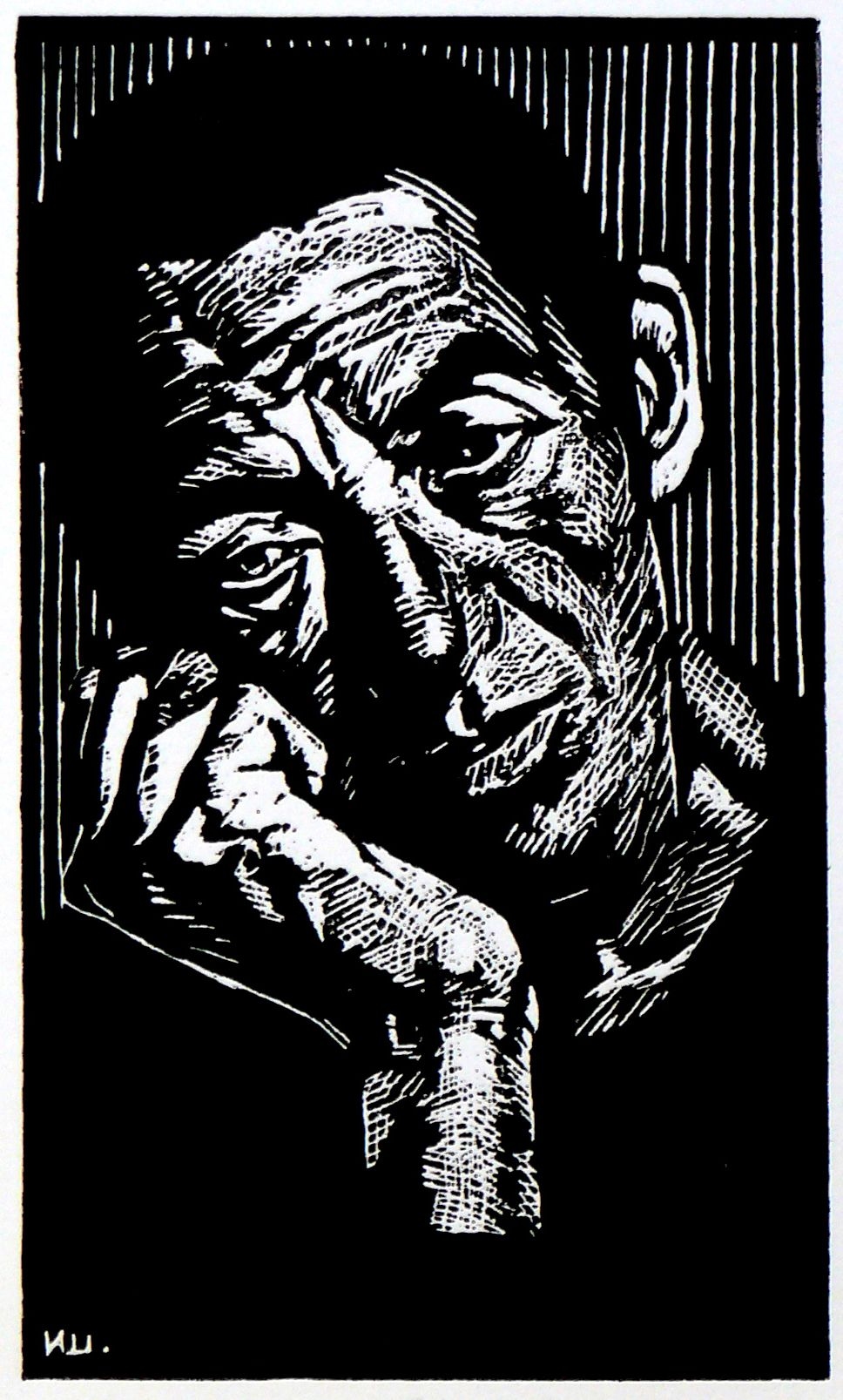 "Female portrait 4", linocut, 100 x 70 cm.