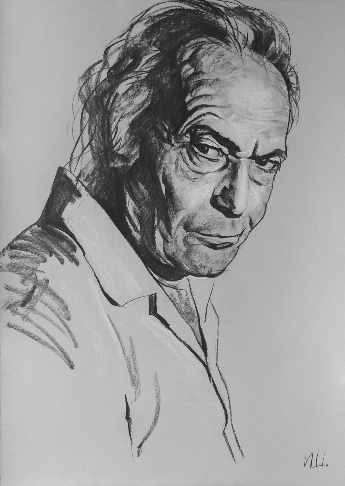 "Portrait of G. G.", charcoal, paper, 70 x 50 cm.