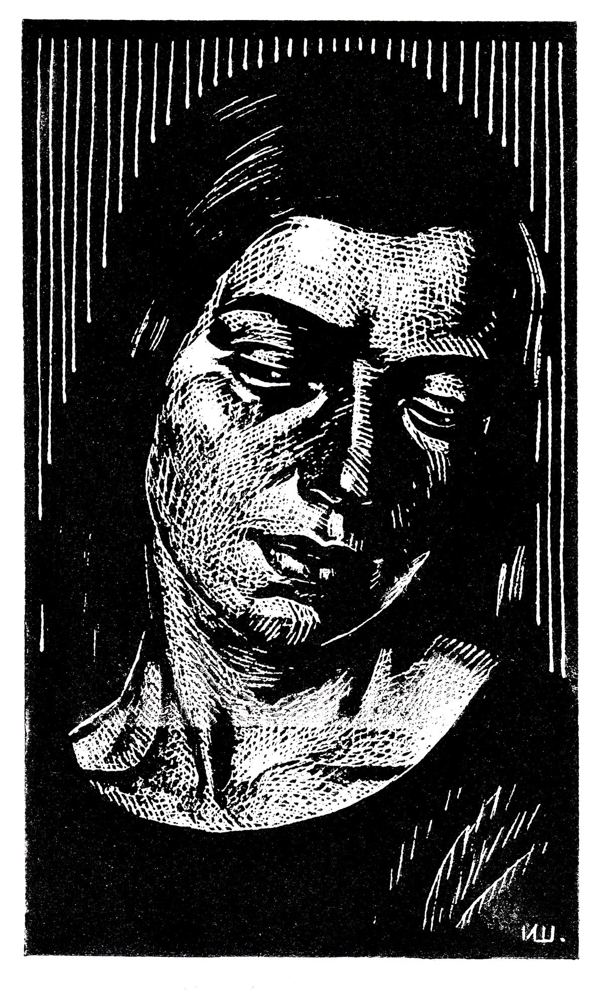 "Female portrait 3", linocut, 100 x 70 cm.