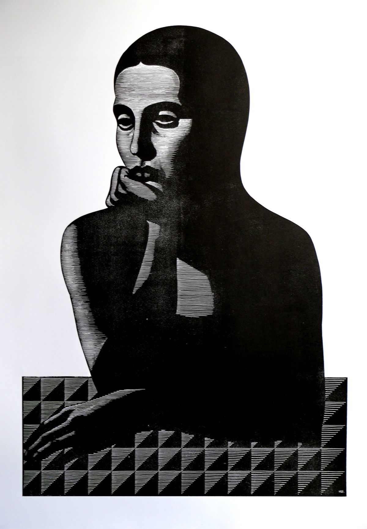 "Female portrait 7", linocut, 100 x 70 cm.